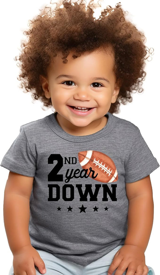 2nd Year Down Football Birthday Shirt for Kids