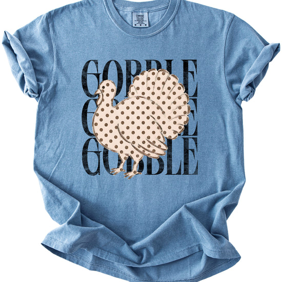 Gobble Gobble turkey Thanksgiving shirt, Blue Jean, view 4