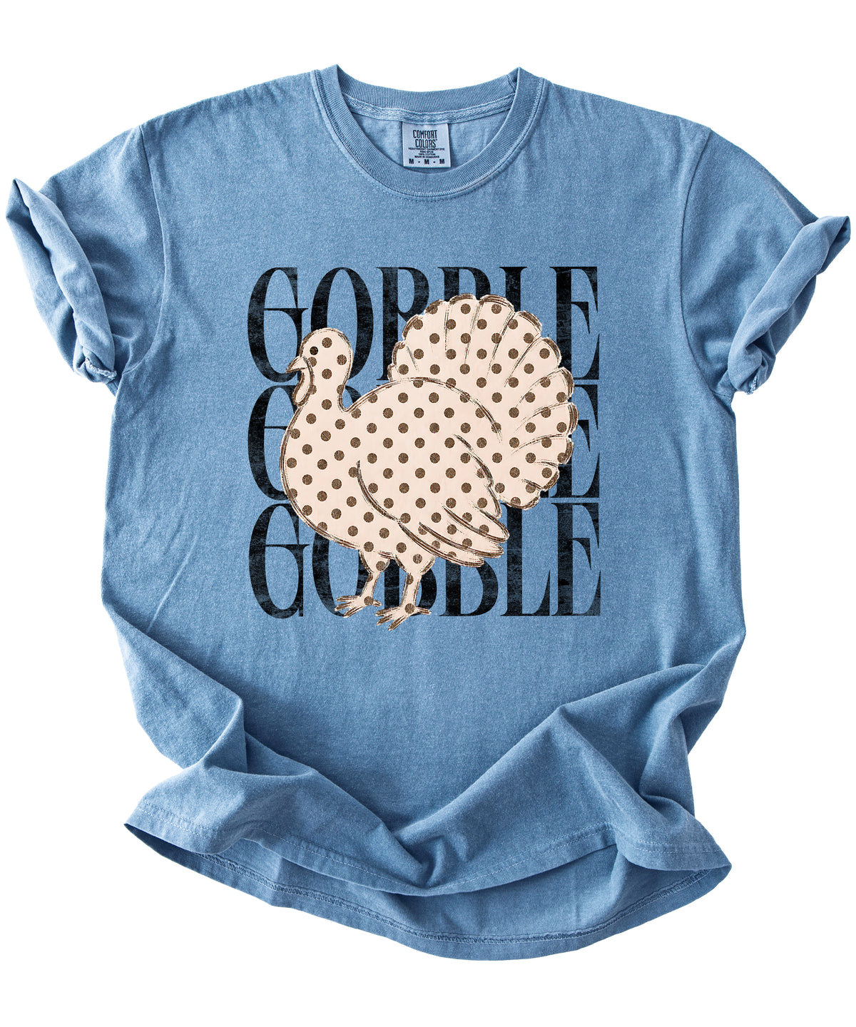 Gobble Gobble turkey Thanksgiving shirt, Blue Jean, view 4