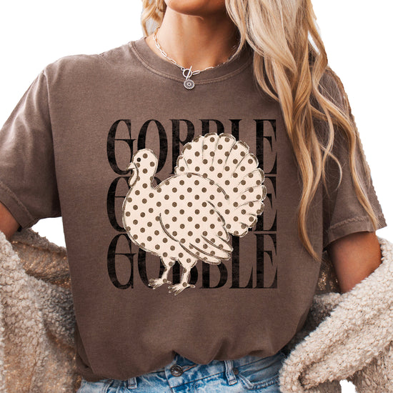 Gobble Gobble turkey Thanksgiving shirt, Espresso, view 2