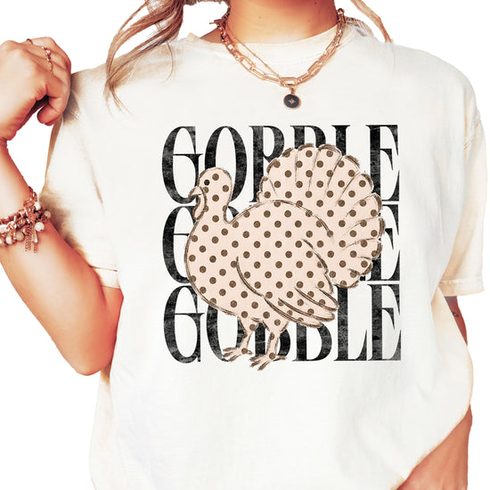 Gobble Gobble turkey Thanksgiving shirt, Ivory, view 3