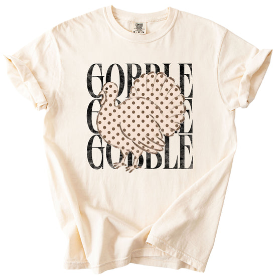 Gobble Gobble turkey Thanksgiving shirt, Ivory, view 4