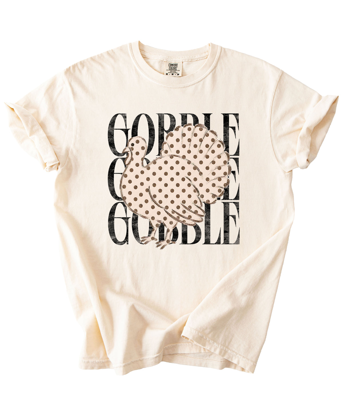Gobble Gobble turkey Thanksgiving shirt, Ivory, view 4