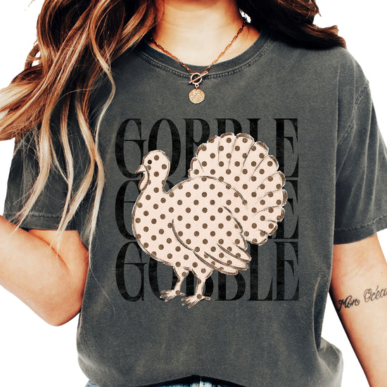 Gobble Gobble turkey Thanksgiving shirt, Pepper, view 2