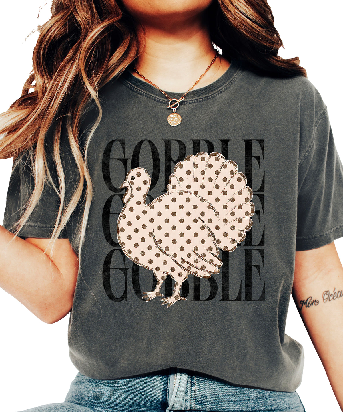 Gobble Gobble turkey Thanksgiving shirt, Pepper, view 2