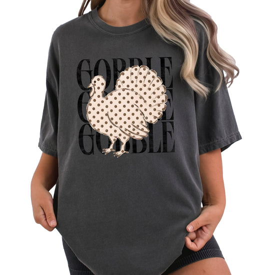Gobble Gobble turkey Thanksgiving shirt, Pepper, view 3