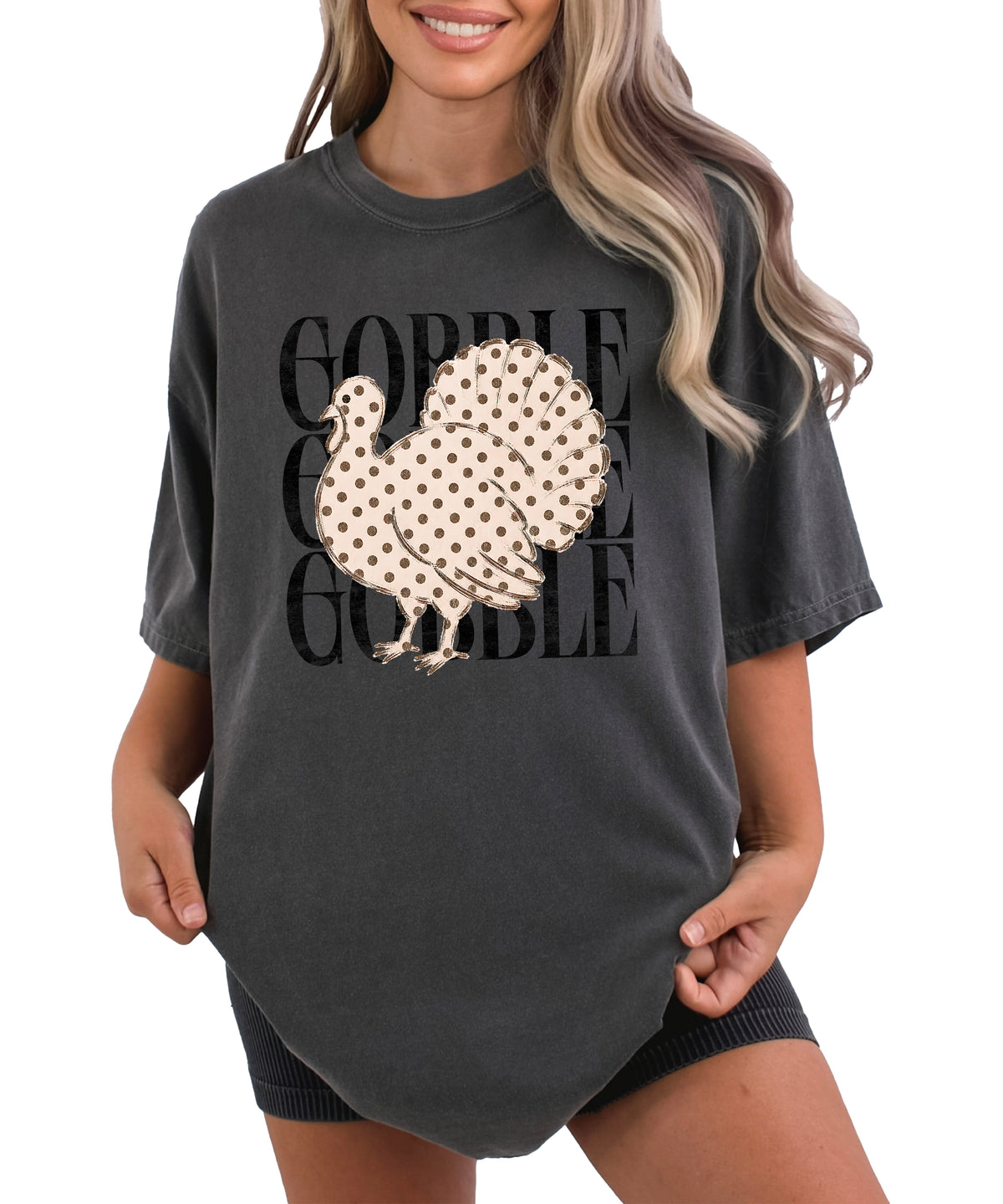 Gobble Gobble turkey Thanksgiving shirt, Pepper, view 3