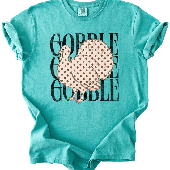 Gobble Gobble turkey Thanksgiving shirt, Seafoam, view 4