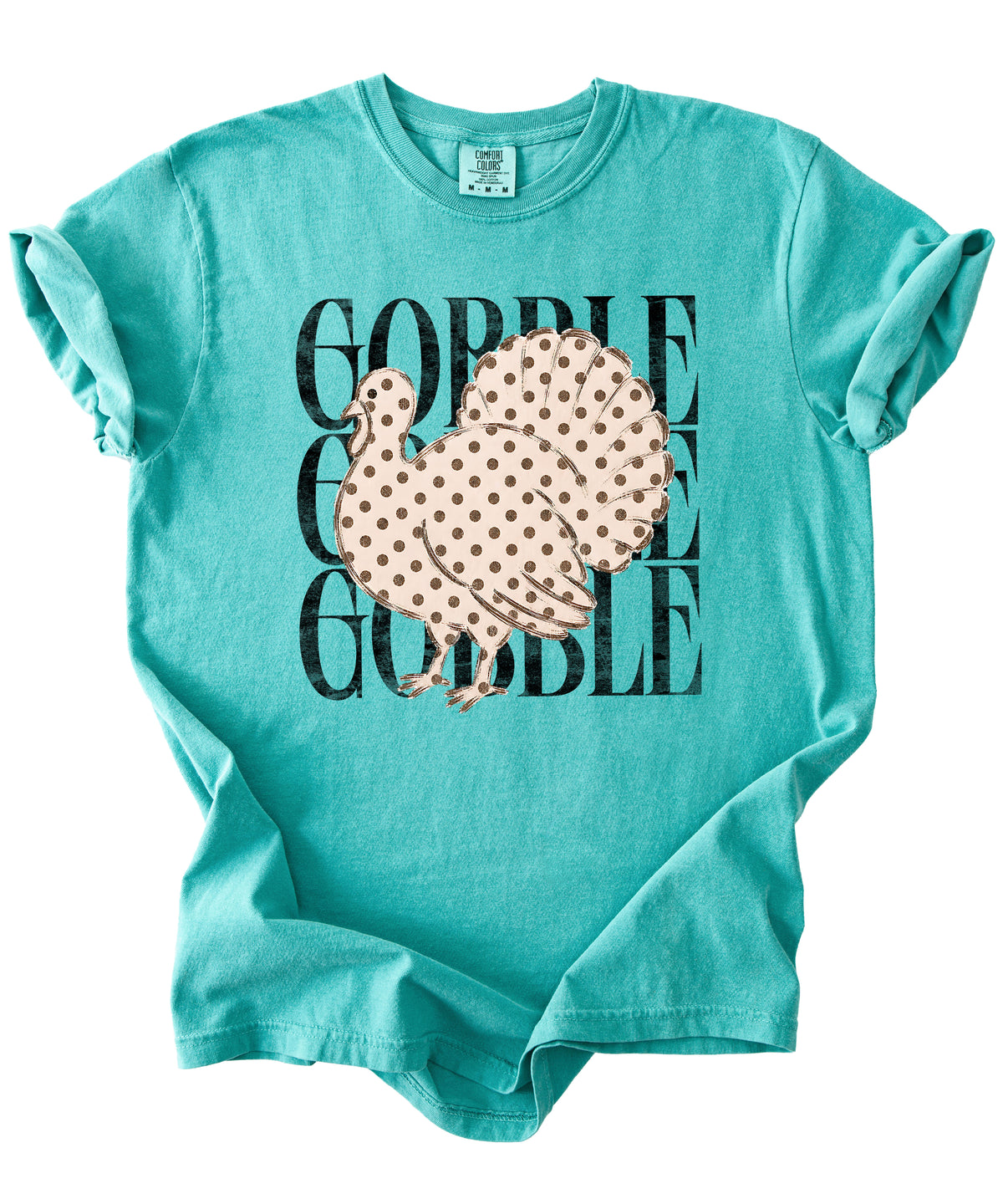 Gobble Gobble turkey Thanksgiving shirt, Seafoam, view 4