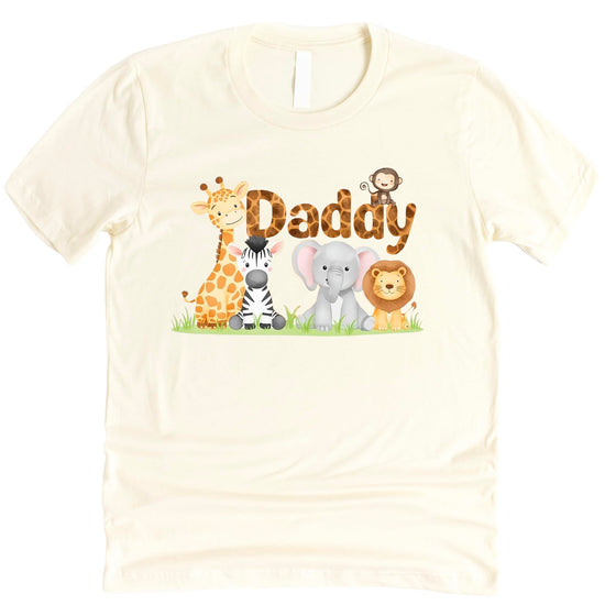 Safari animals first birthday family matching shirts with jungle zoo design