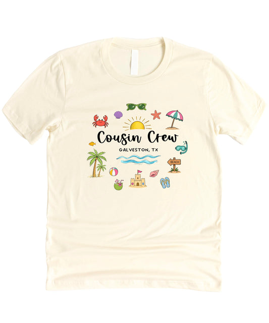 Cousin Crew Galveston TX Shirt – Matching Family Vacation Beach Trip Tee for Kids Women Men