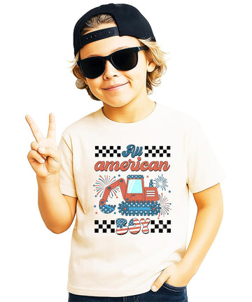 All American Boy 4th of July Excavator Shirt for Toddlers & Kids