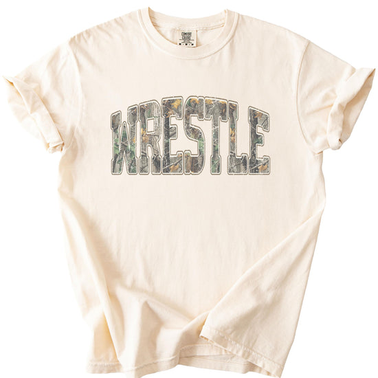 Wrestling shirt displayed flat showing full design and shirt silhouette