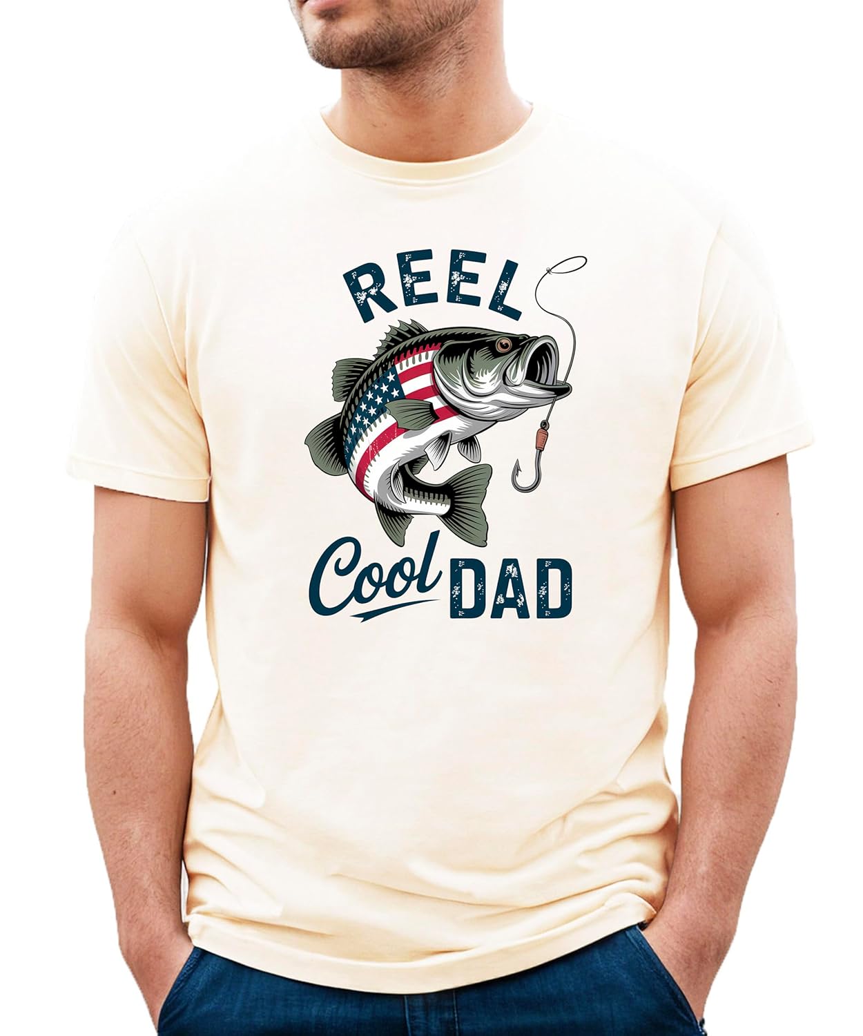 Back view of fishing dad shirt showing clean design and comfortable fit