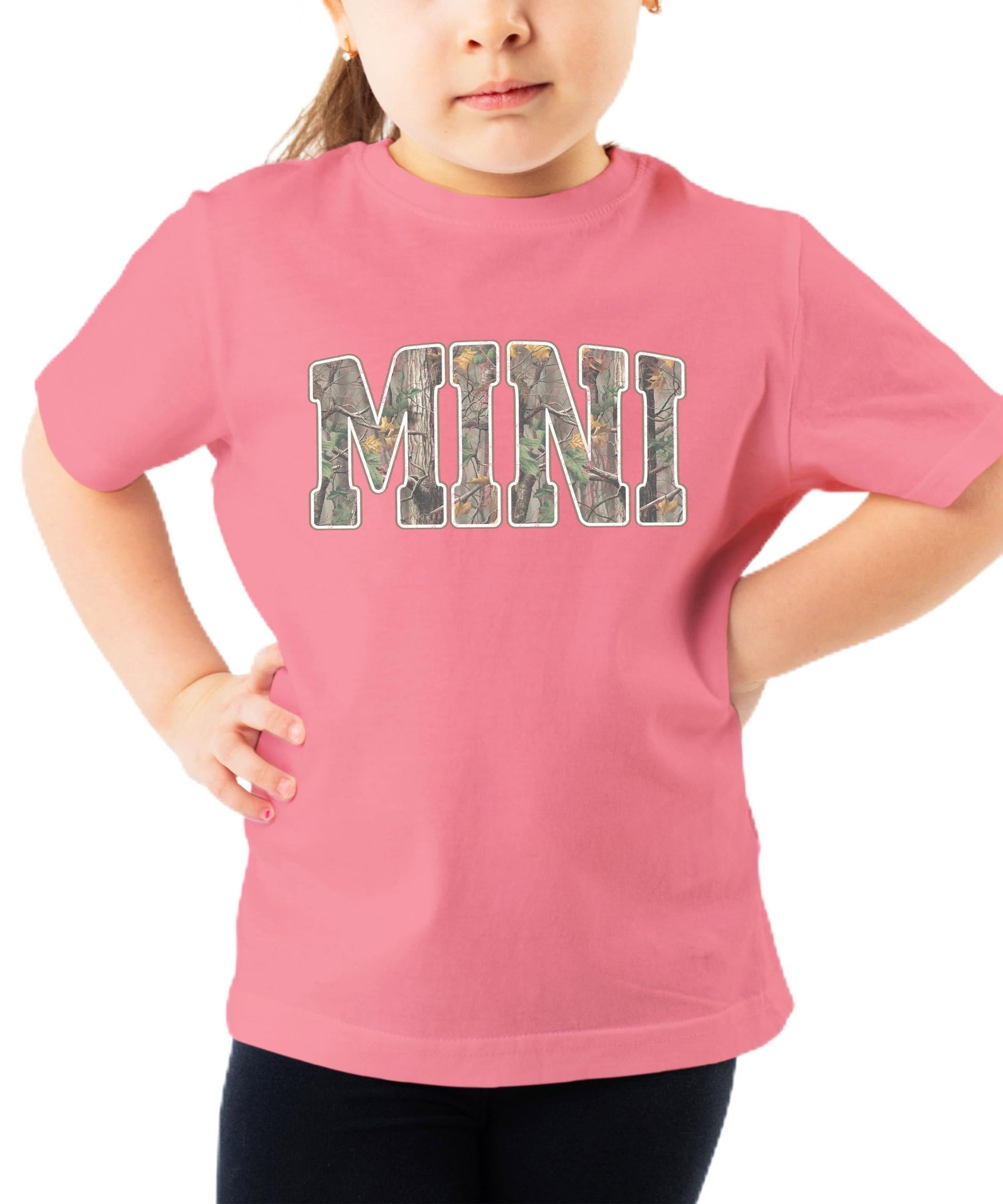 Mini shirt displaying camouflage pattern MINI lettering on black background