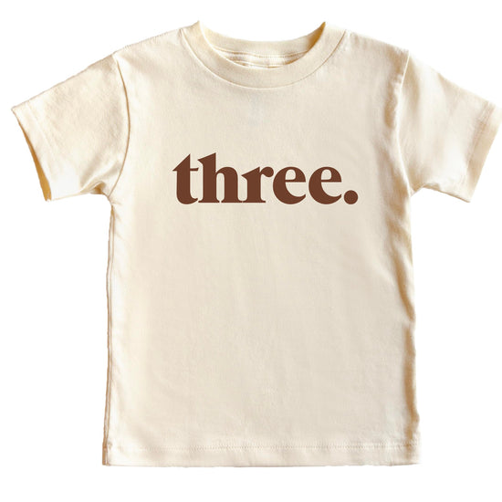 Back view of black toddler Three Period birthday shirt
