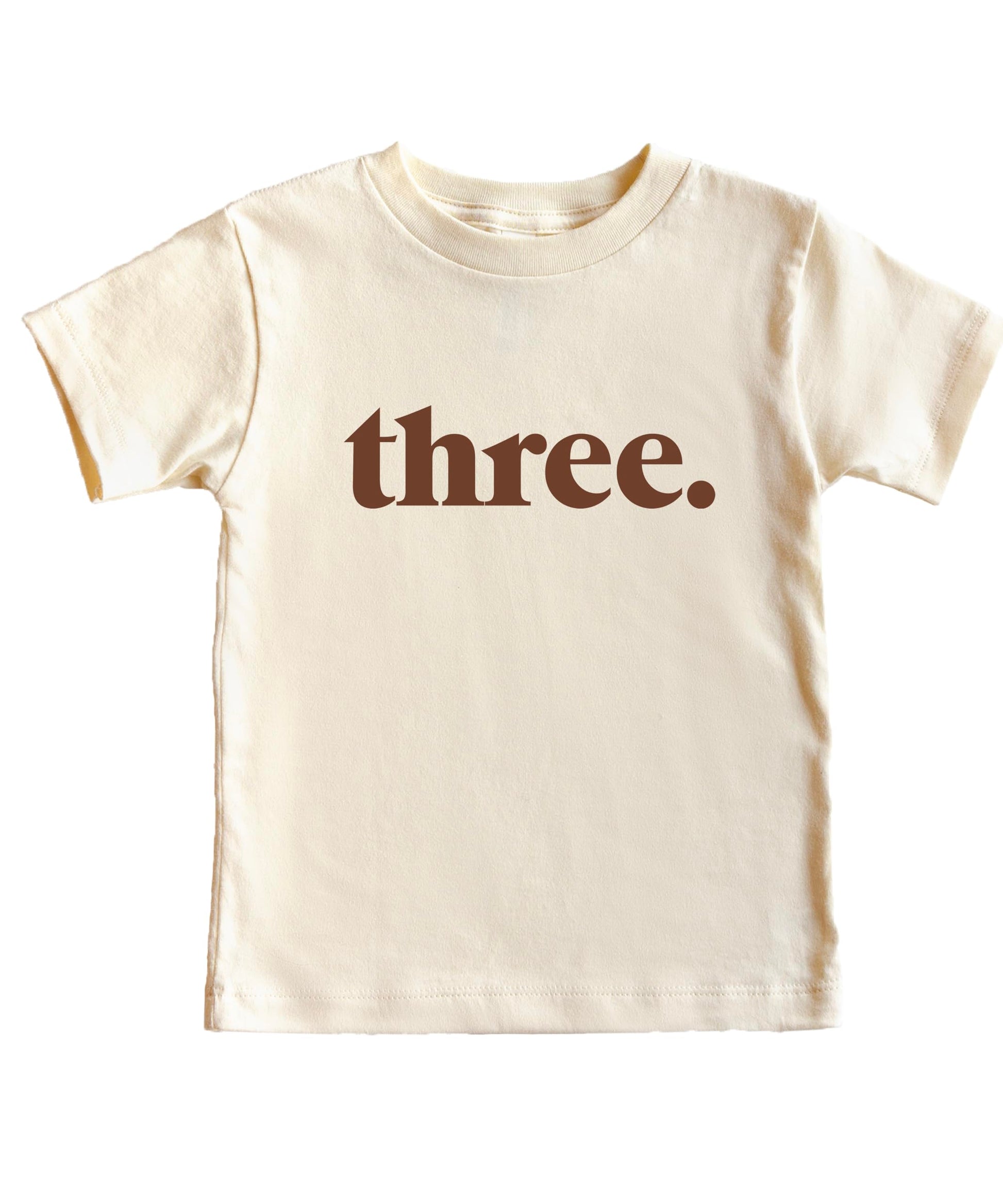 Back view of black toddler Three Period birthday shirt