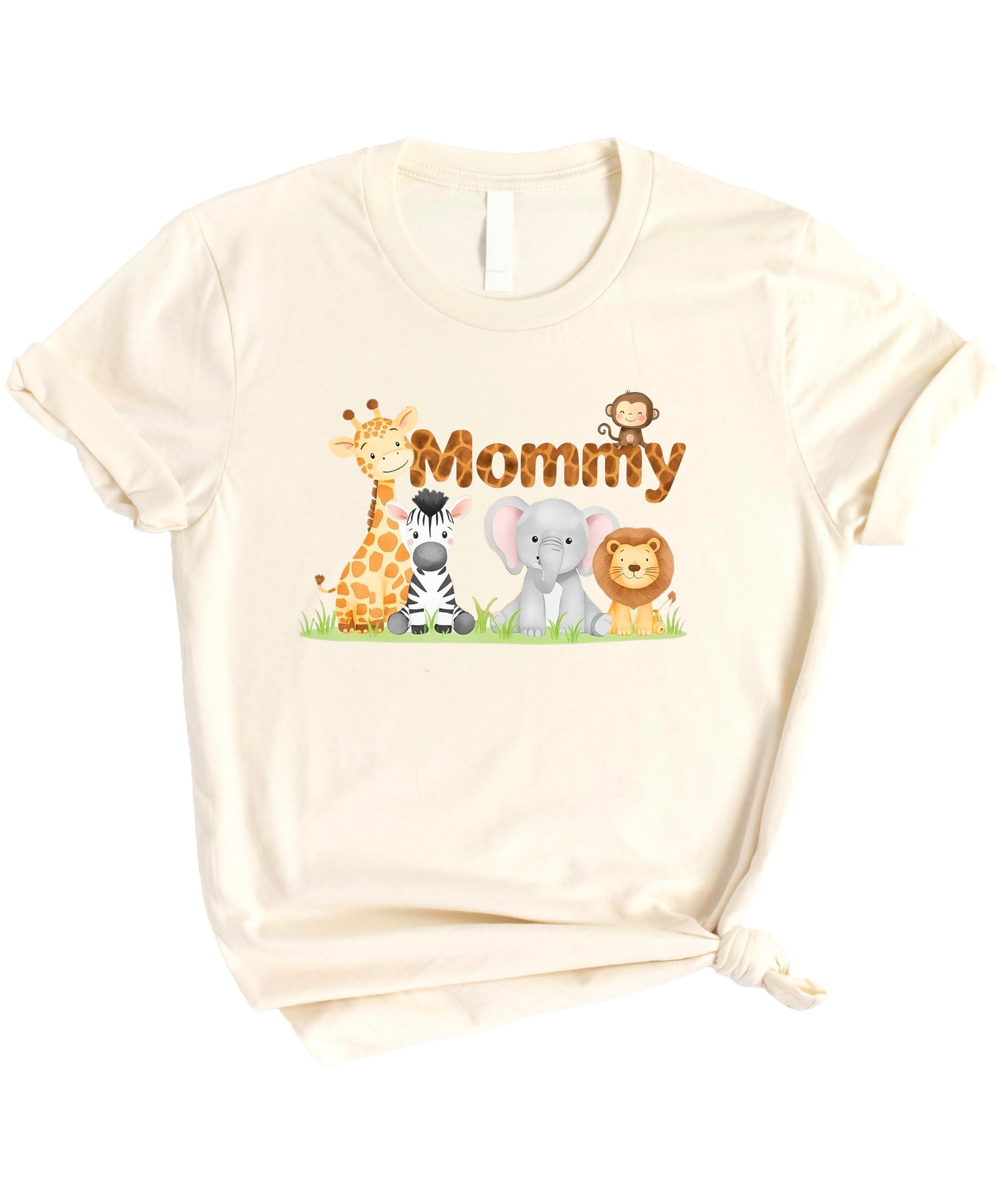 Close-up of safari animals graphic design on birthday shirt