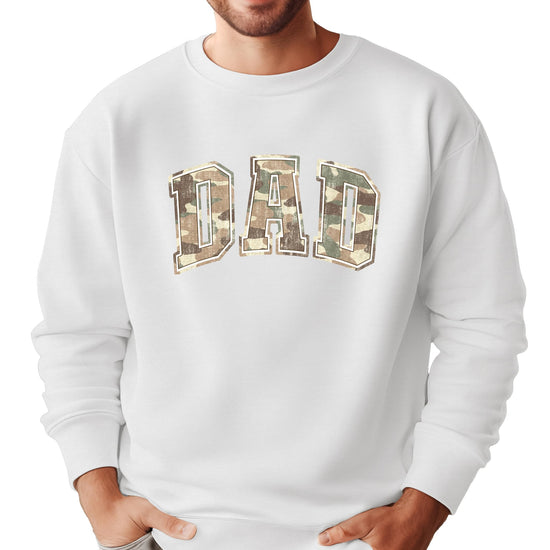 Back view of military camouflage mens crewneck sweatshirt