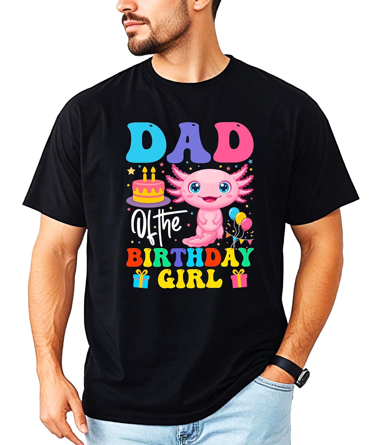 Axolotl birthday shirt family matching set displaying coordinated designs for parents and birthday child