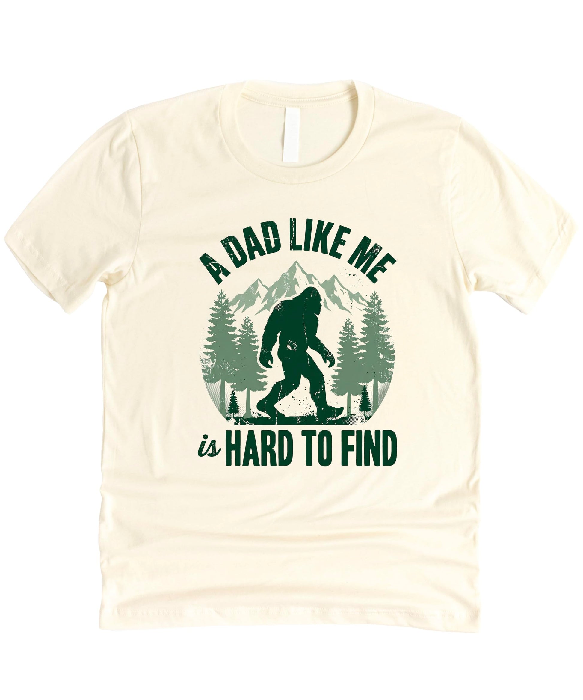 Bigfoot dad shirt flat lay showing full graphic design and shirt construction