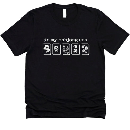 In My Mahjong Era black unisex graphic t-shirt with modern mahjong tile design