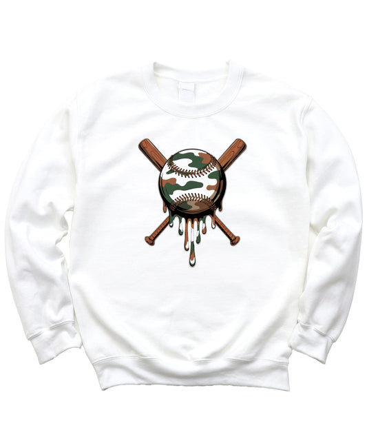 Olive Loves Apple Camo Baseball Unisex Sweatshirt Camouflage Sports Pride Pullover for Adults, Teens & Kids