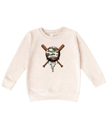 Olive Loves Apple Camo Baseball Unisex Sweatshirt Camouflage Sports Pride Pullover for Adults, Teens & Kids