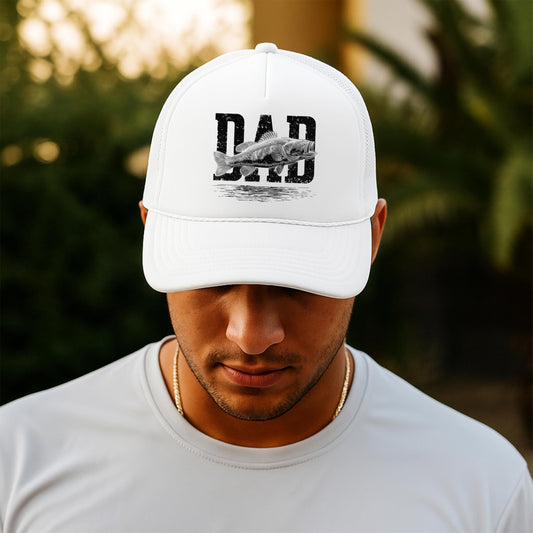 Dad Bass Fishing Trucker Hat - Funny Fisherman Foam Front Mesh Snapback