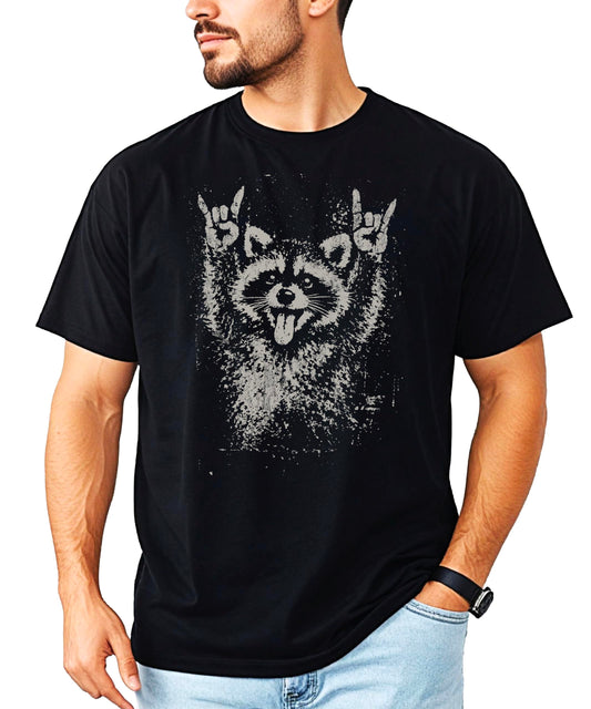 Rock and Roll Raccoon Shirt - Funny Punk Graphic Tee for Family