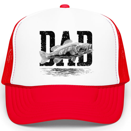 Rear view of trucker hat displaying breathable mesh panels and plastic snapback closure