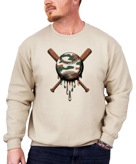 Olive Loves Apple Camo Baseball Unisex Sweatshirt Camouflage Sports Pride Pullover for Adults, Teens & Kids
