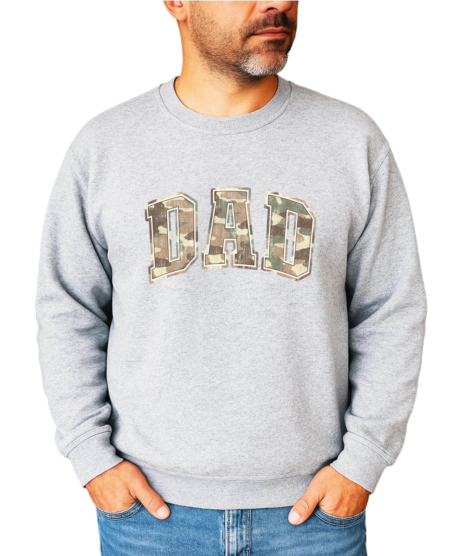 Mens military camouflage crewneck sweatshirt full front view