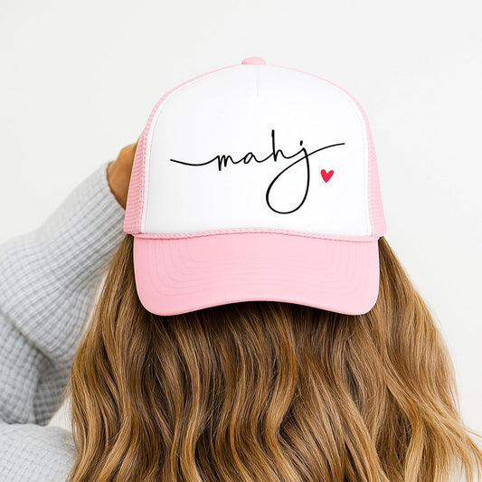 Mahj Trucker Hat for Women - Cute Mahjong Player Gift with Heart Detail