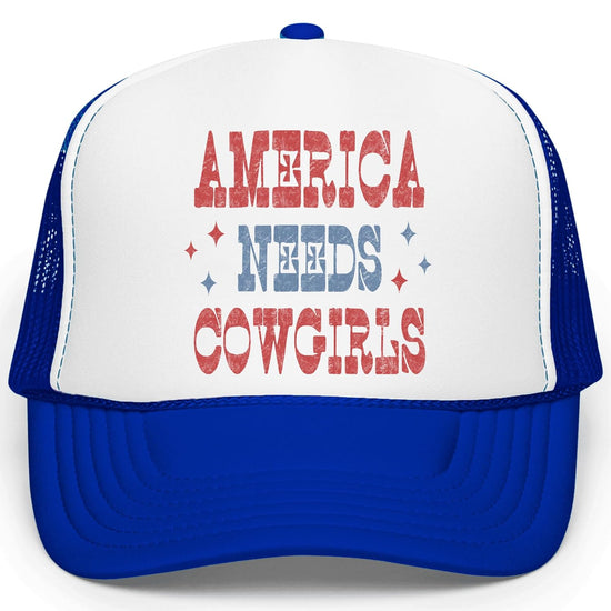 America Needs Cowgirls hat worn by model showing fit and style with country western outfit and long blonde hair