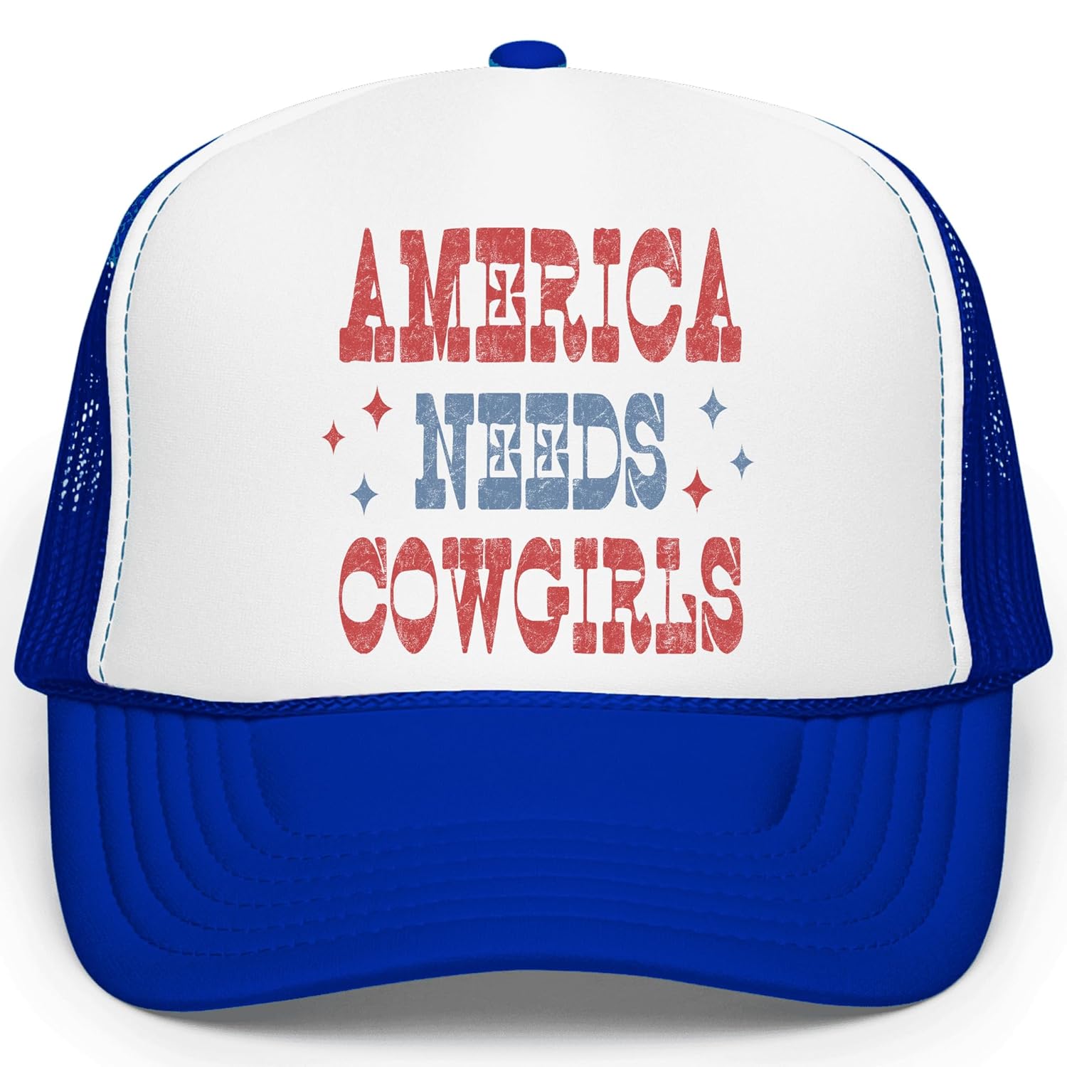 America Needs Cowgirls hat worn by model showing fit and style with country western outfit and long blonde hair