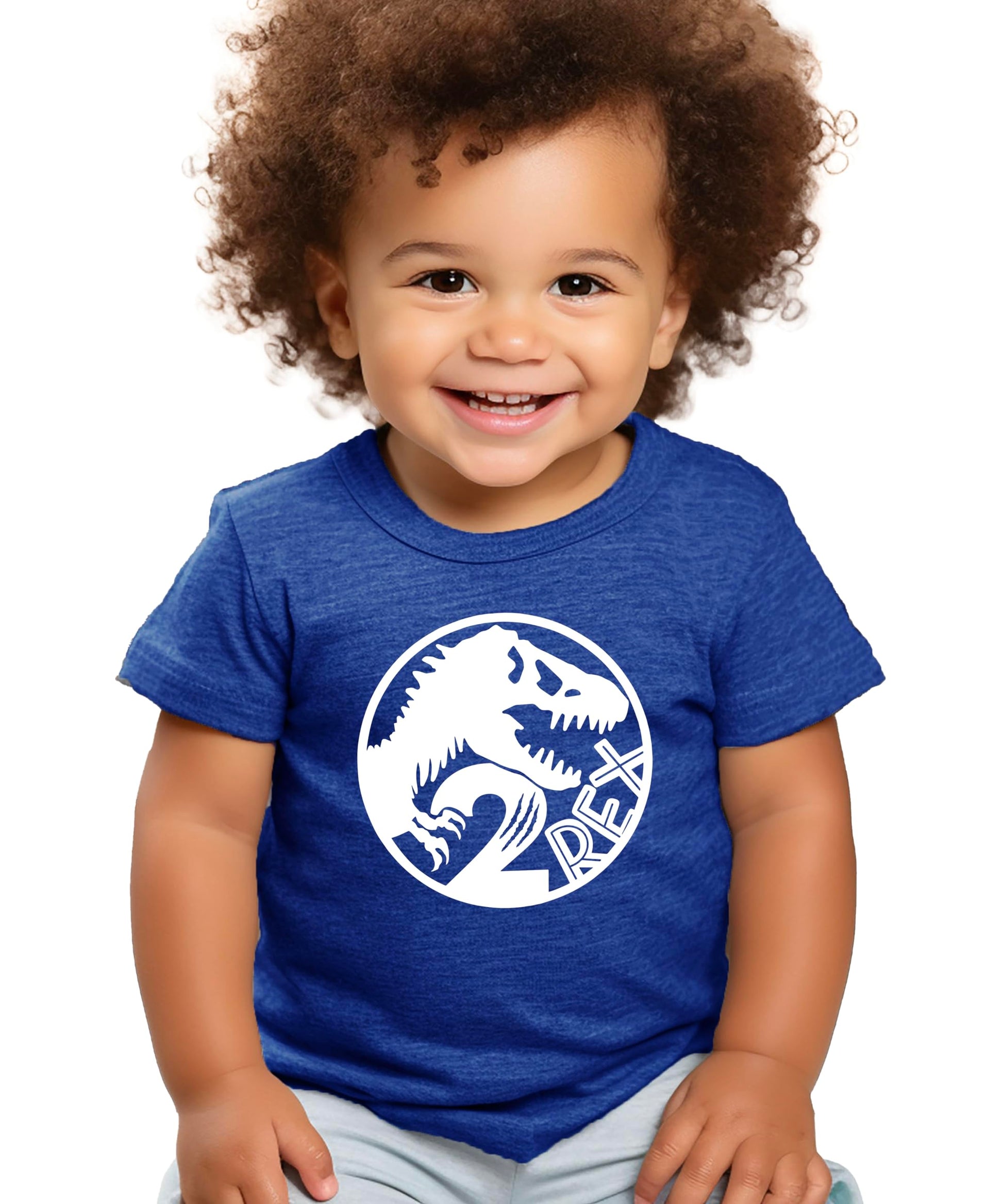 Back view of 2 Rex dinosaur birthday shirt showing plain black design for toddlers