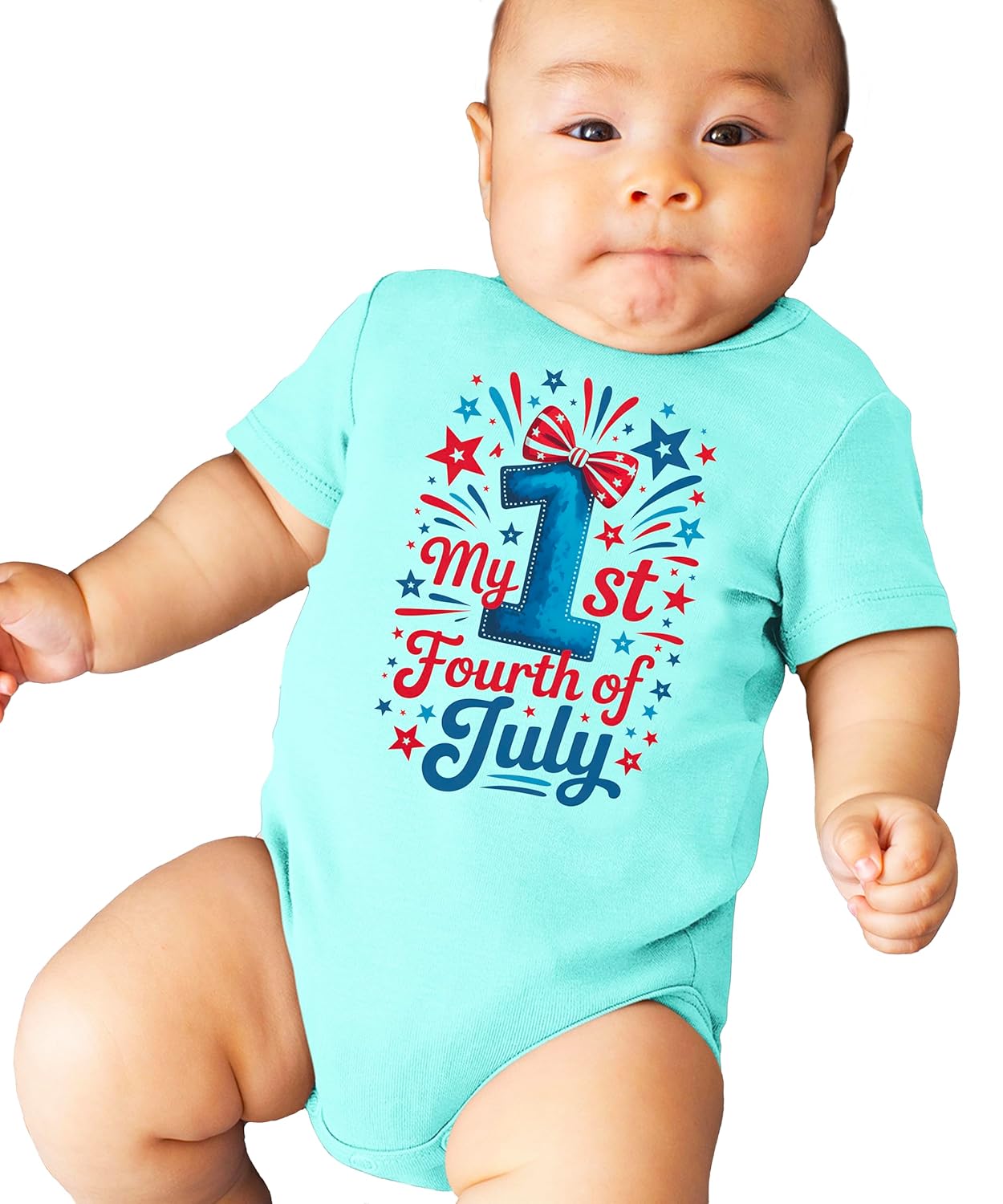 Baby bodysuit size and care label detail showing 100% cotton fabric composition
