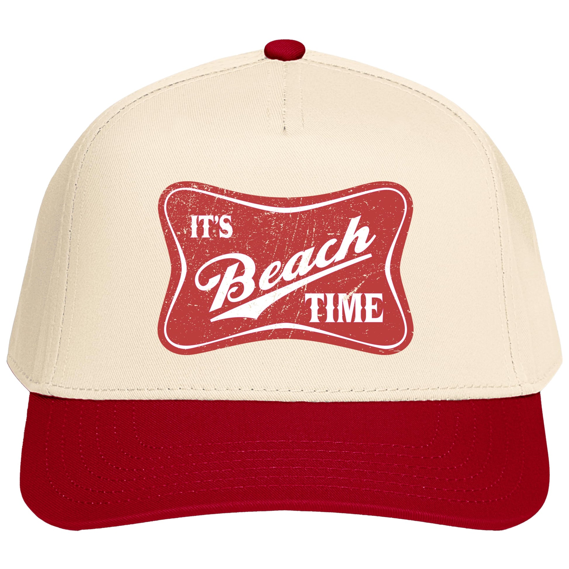 Back view of It's Beach Time hat showing black snapback adjustment and breathable eyelets