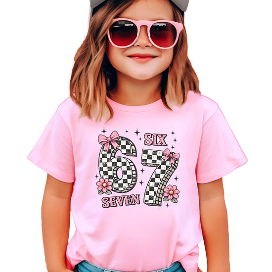 Seven birthday shirt size chart and color options natural and pink