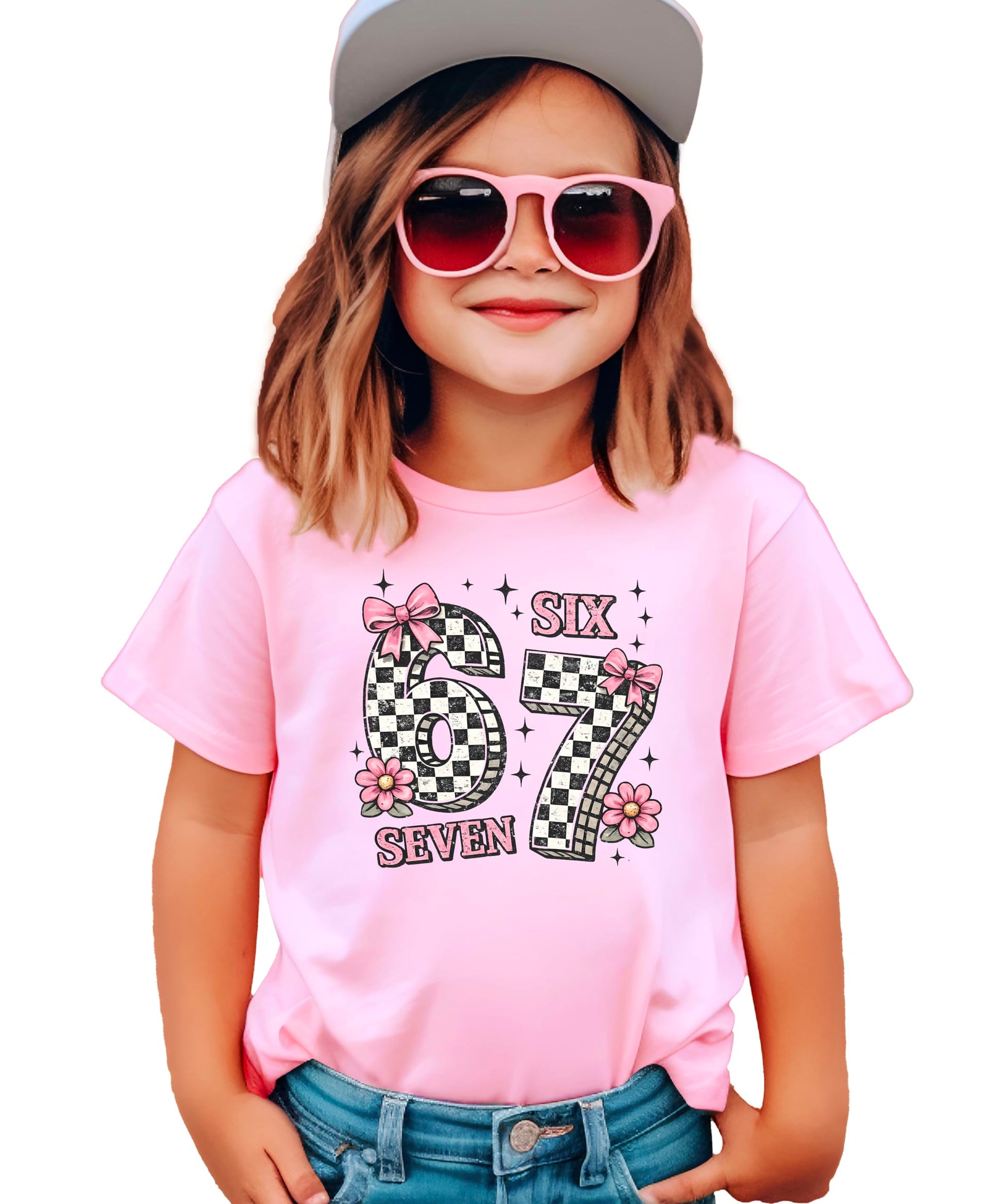 Seven birthday shirt size chart and color options natural and pink