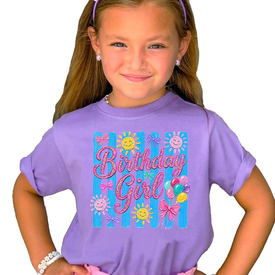Birthday Girl shirt lifestyle photo showing how design pops for party photos and celebrations
