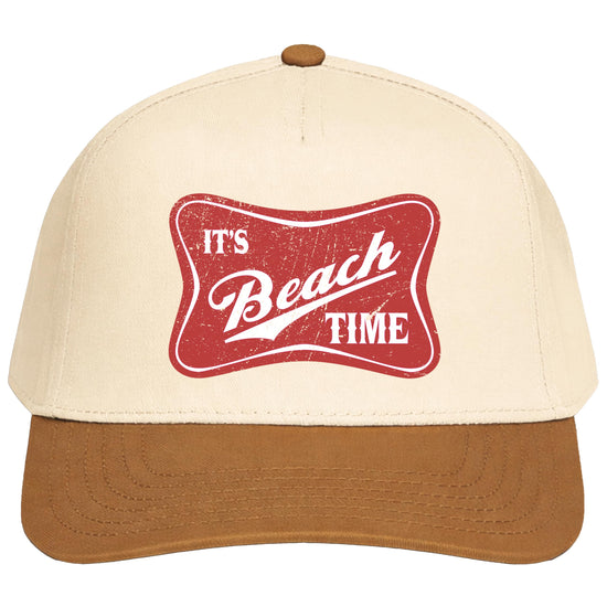 Beach Time snapback hat side profile view displaying structured 5-panel construction and curved visor