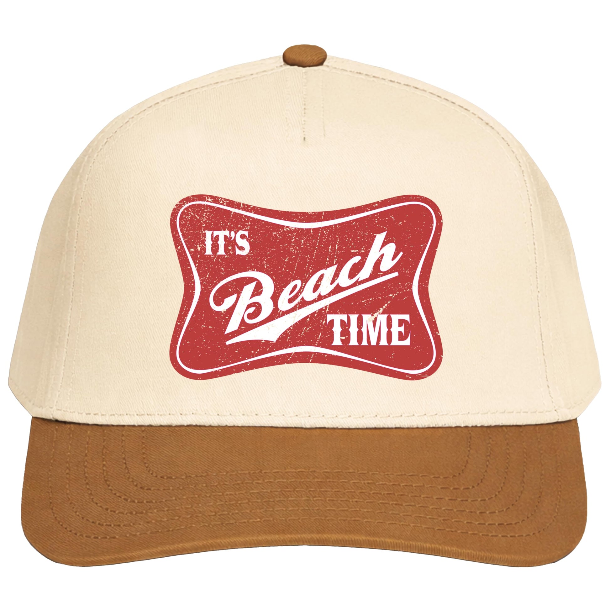Beach Time snapback hat side profile view displaying structured 5-panel construction and curved visor