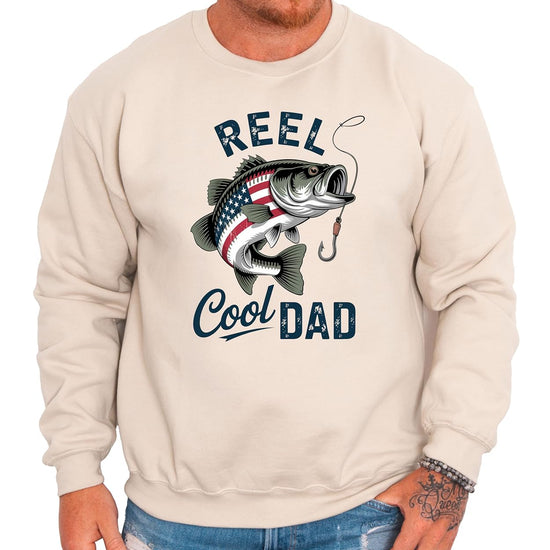 Back view of Reel Cool Dad sweatshirt showing plain back design