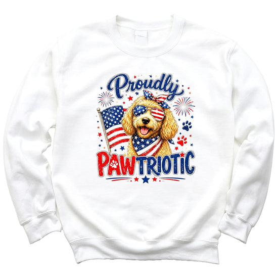 Sweatshirt laid flat showing full design and construction details