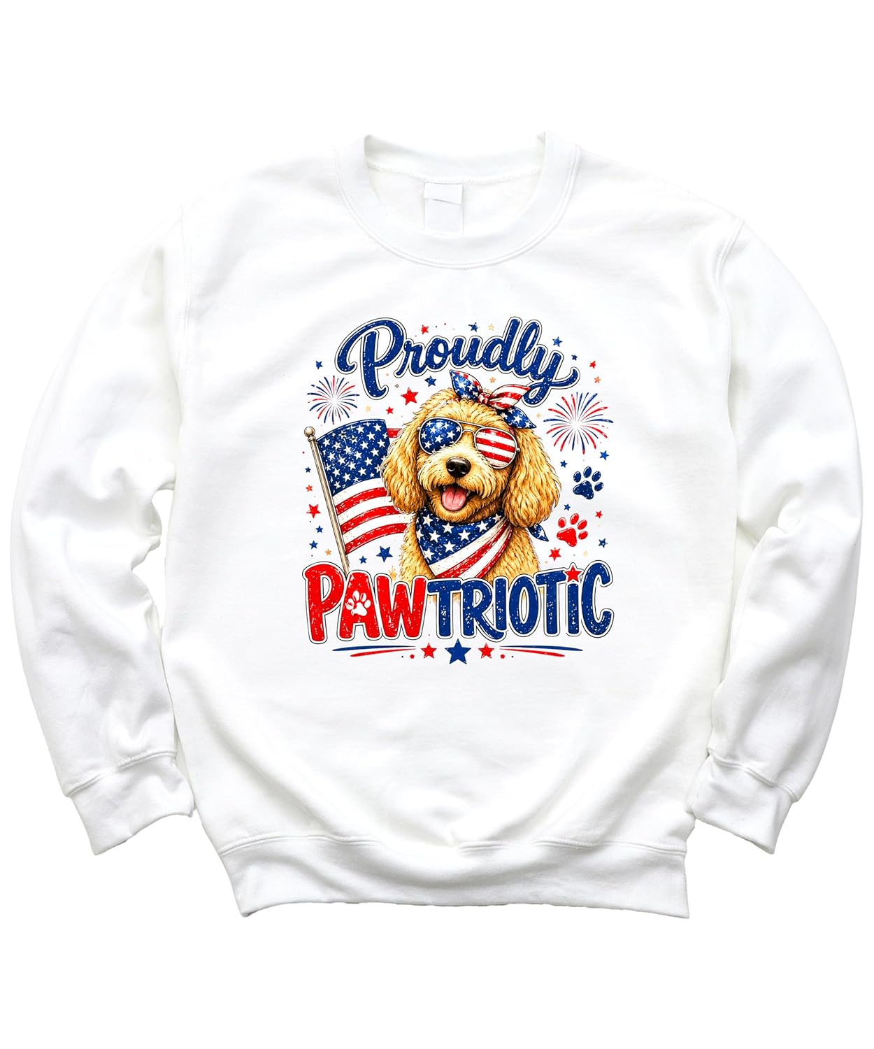 Sweatshirt laid flat showing full design and construction details