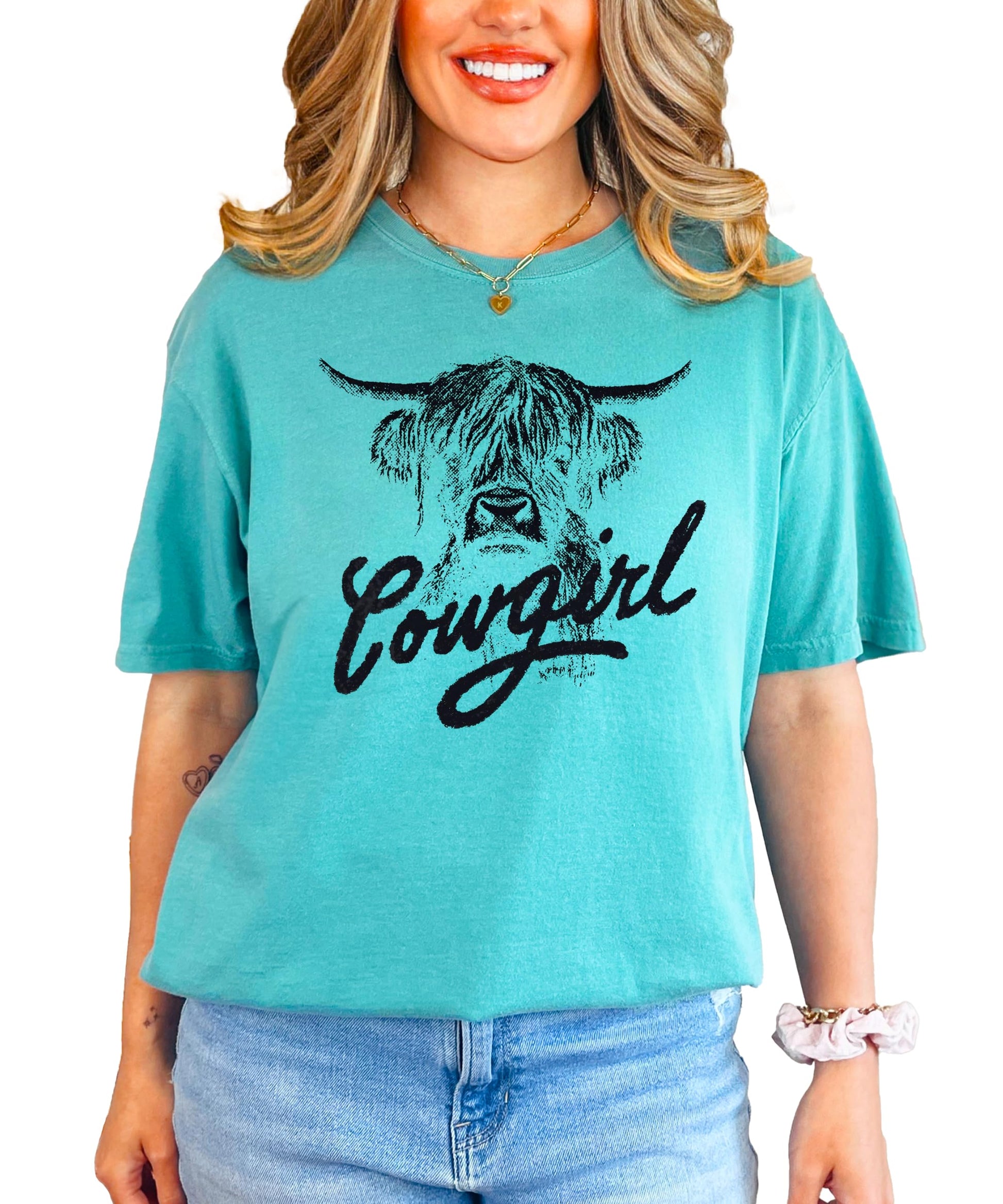 Side view of western country graphic tee showing relaxed fit and styling