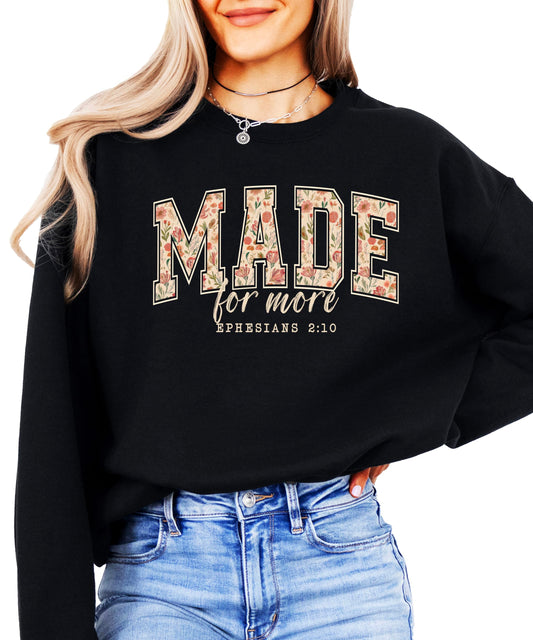 Olive Loves Apple Made for More Sweatshirt for Women - Faith Inspirational Crewneck Religious Gift