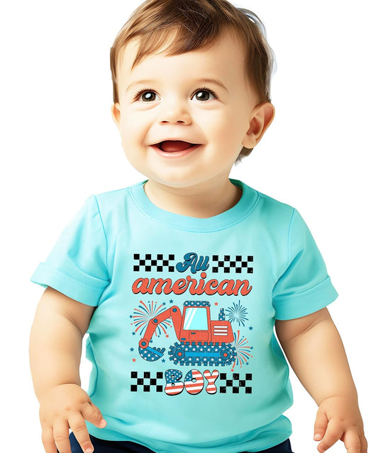 All American Boy 4th of July Excavator Shirt for Toddlers & Kids